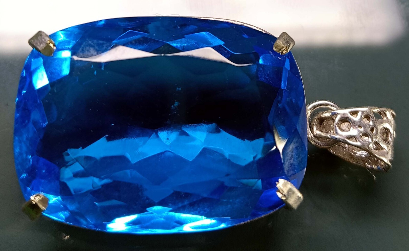 Blue Topaz Pendant Cushion Cut 96.95 Ct Natural Gemstone EGL Certified PD014