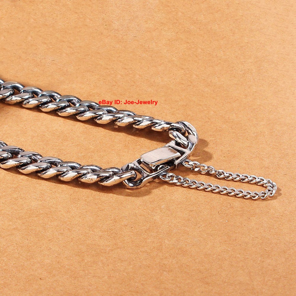 Real 925 Sterling Silver 8mm Curb Link Men’s Bracelet 6.7-8.26inch 23-34g