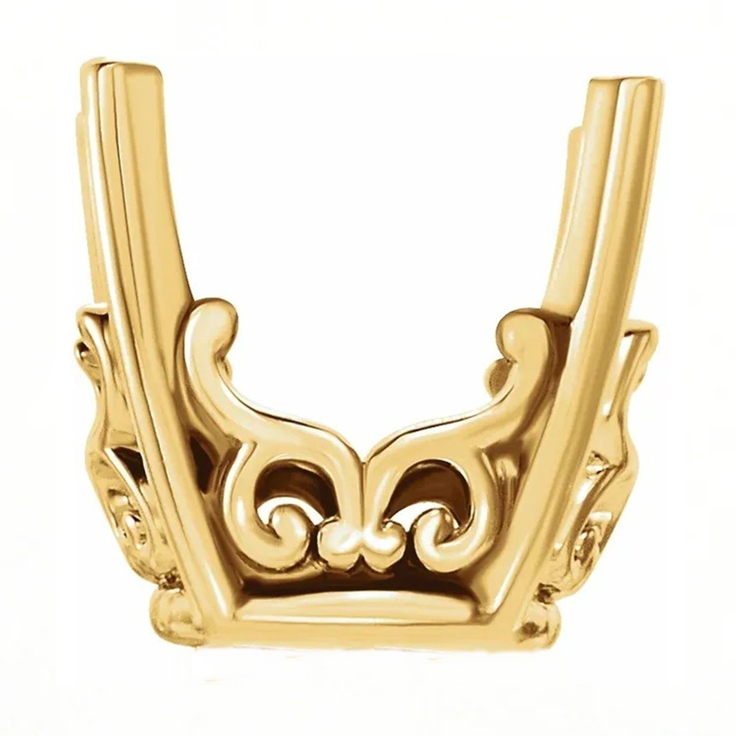 14K Solid Yellow Gold Round Cut Setting Vintage Style 4 Prong Designed Mounting