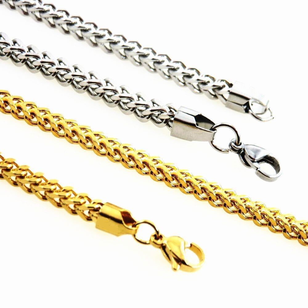 2.5-8mm Man Woman Stainless Steel Wheat Braided Foxtail Franco Chain Link Jewelr