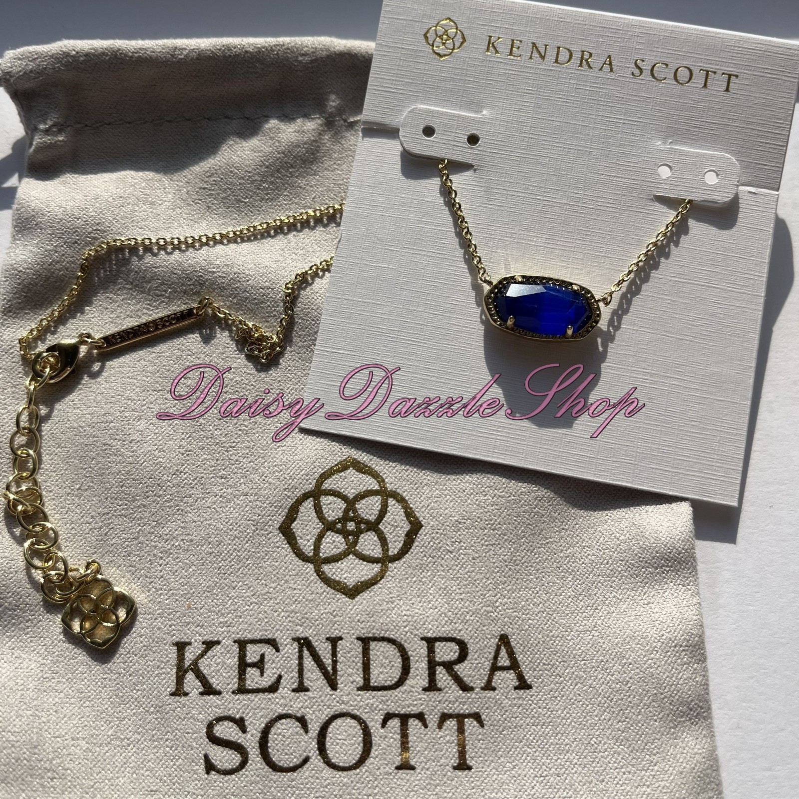 ✨Kendra Scott Elisa Pendant Necklace Cobalt Cats Eye Blue Gold September New 💙