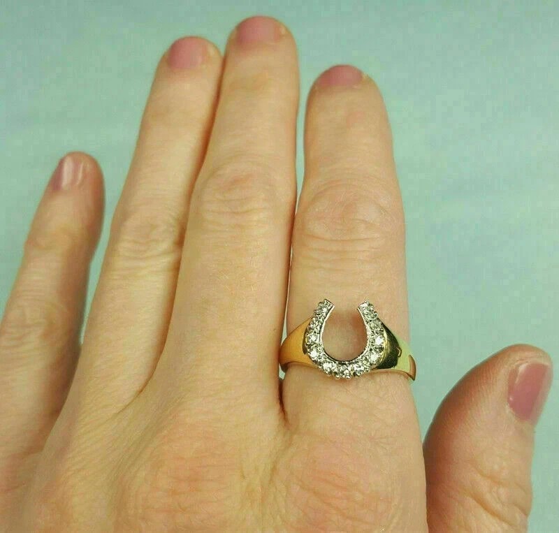 3Ct Round Cut Simulated Diamond Horseshoe Wedding Ring In 14K Yellow Gold Plated