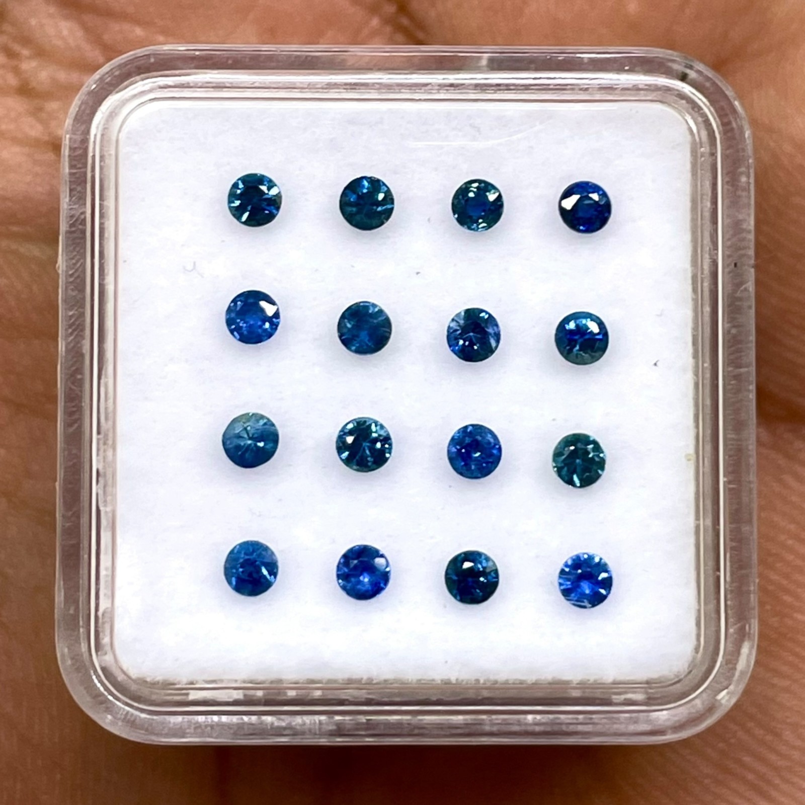 16 Pcs Natural Sri Lanka Blue Sapphire 2.4mm Round Diamond Cut Loose Gemstones