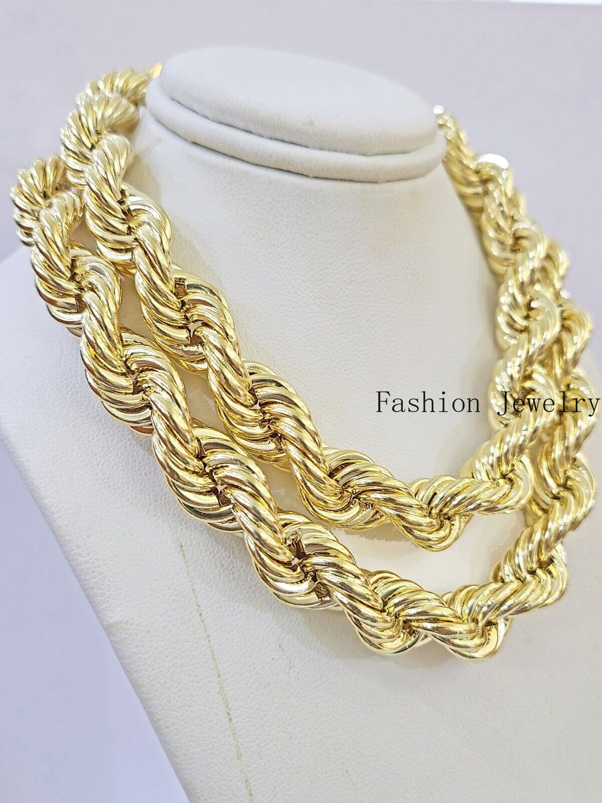 10k Real Gold Rope Chain Thick 12mm Men Chain 26 Inches On Sale Free Shipping