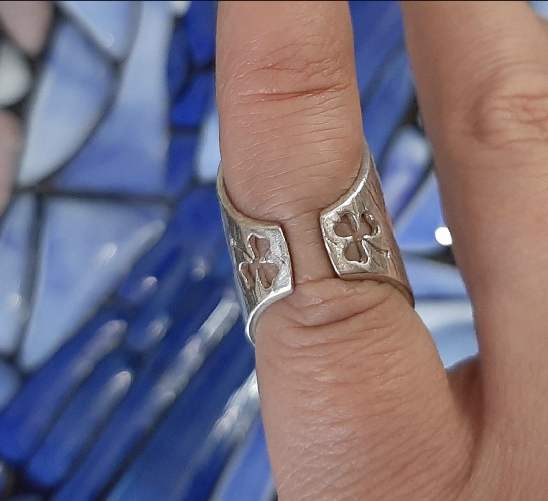 Adjustable Sterling Silver 925 Bronze Finger Splint Ring Brace Joint Support