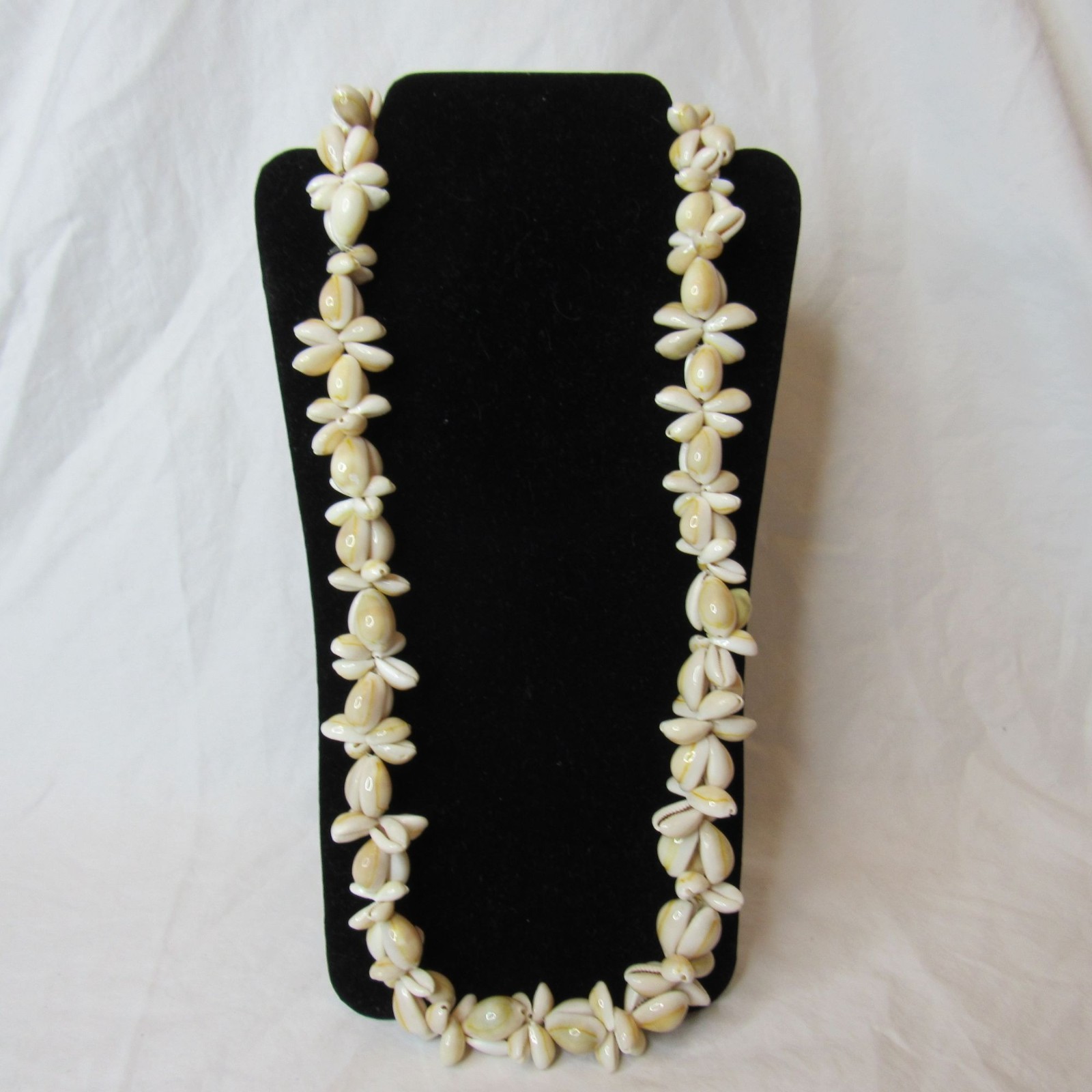 White Cowrie Shell Necklace 34″ Around Multiple Shells