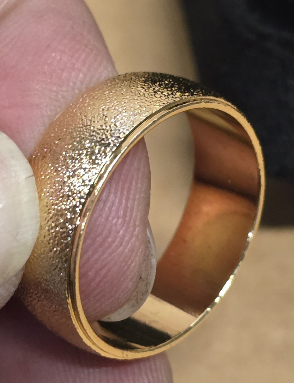 Gold Tungsten Mens Wedding Band Ring Size 10 Sandblasted Frosted Stardust Custom