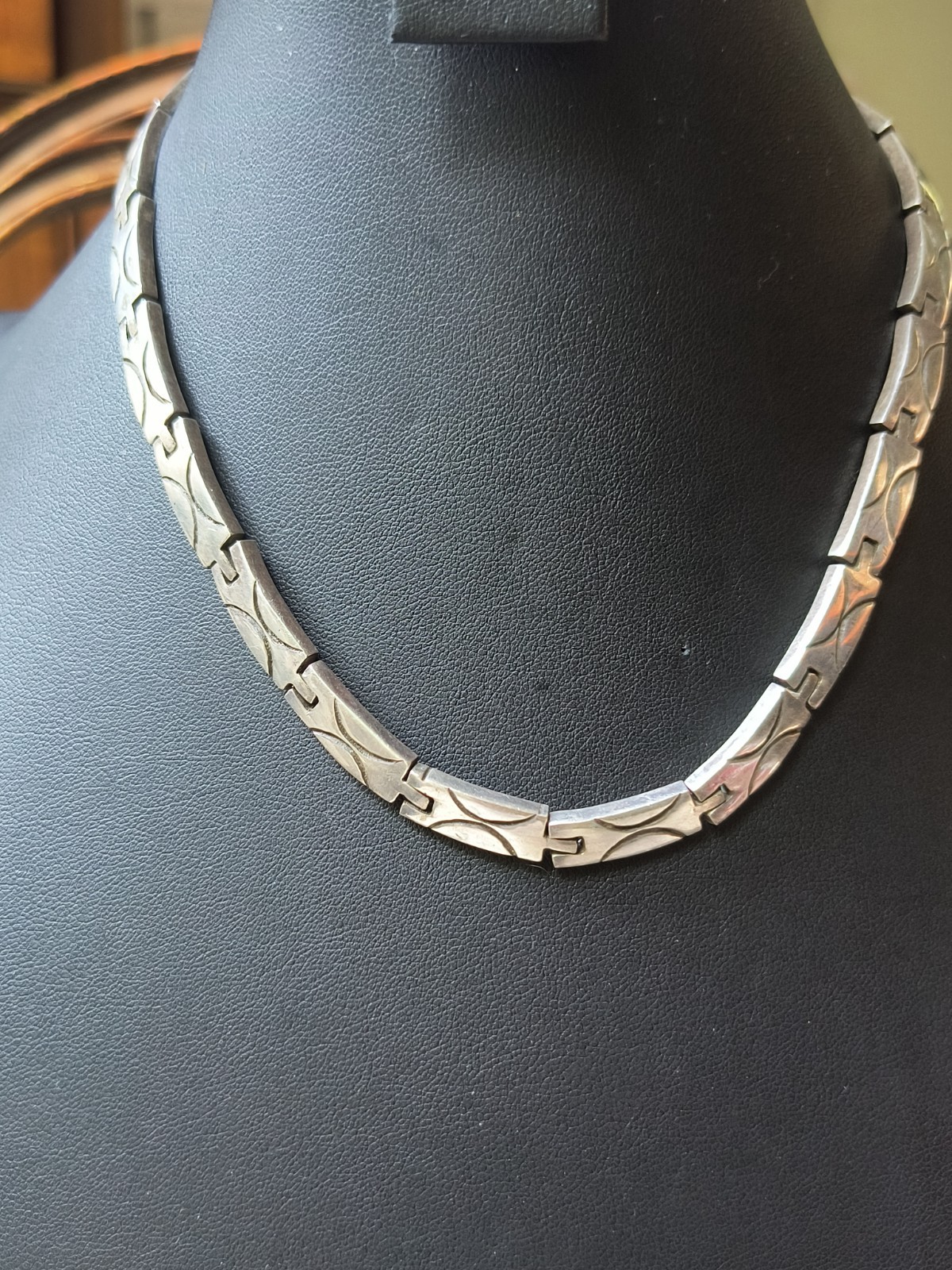 VTG Sterling Silver 925 Matching Panel Necklace and Bracelet TAXCO Mexico 114g