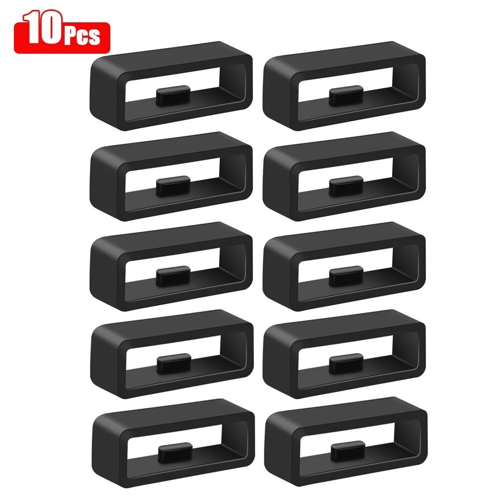 10-Pack Silicone Watch Strap Band Hoop Loop Retainer Buckle Holder Ring Keeper