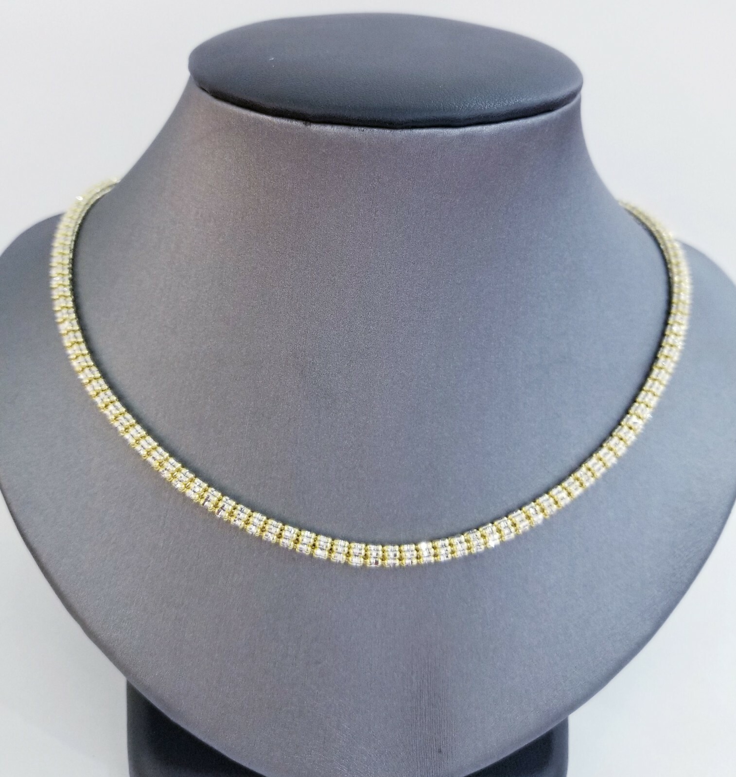 Real 10k Yellow Gold 4mm Tennis Chain 22″ Diamond Cut Lobster Clasp