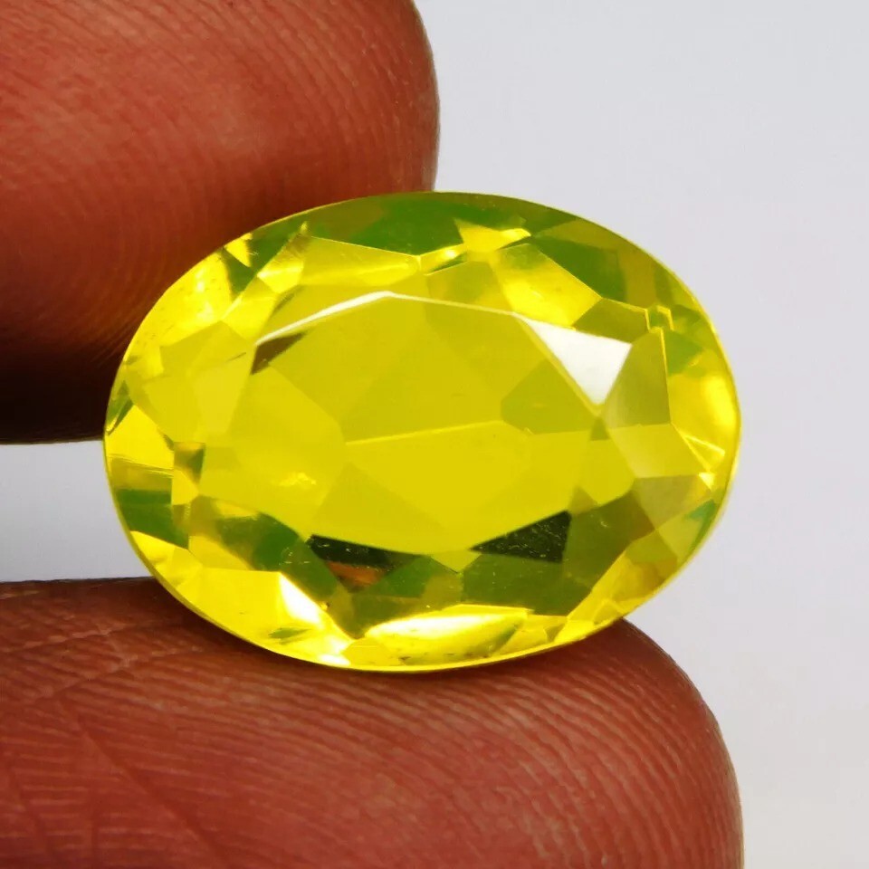 Attractive 10-12 Ct NEON Yellow Opal Oval Natural EGL Certified Loose Gemstone