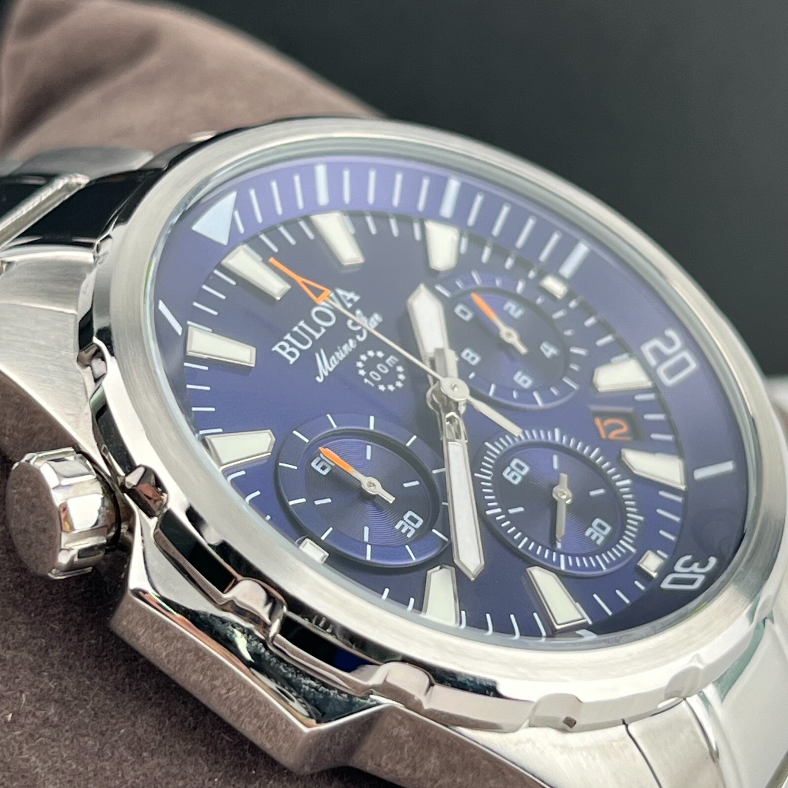 Bulova Marine Star Watch 43mm Blue Dial Stainless Steel Men’s Watch 96B256