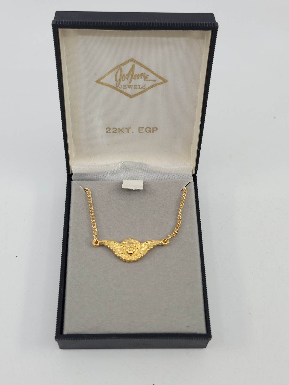 JoAnne Jewels 22kt Yellow Gold EGP Plated Cherub Angel Wings Necklace New
