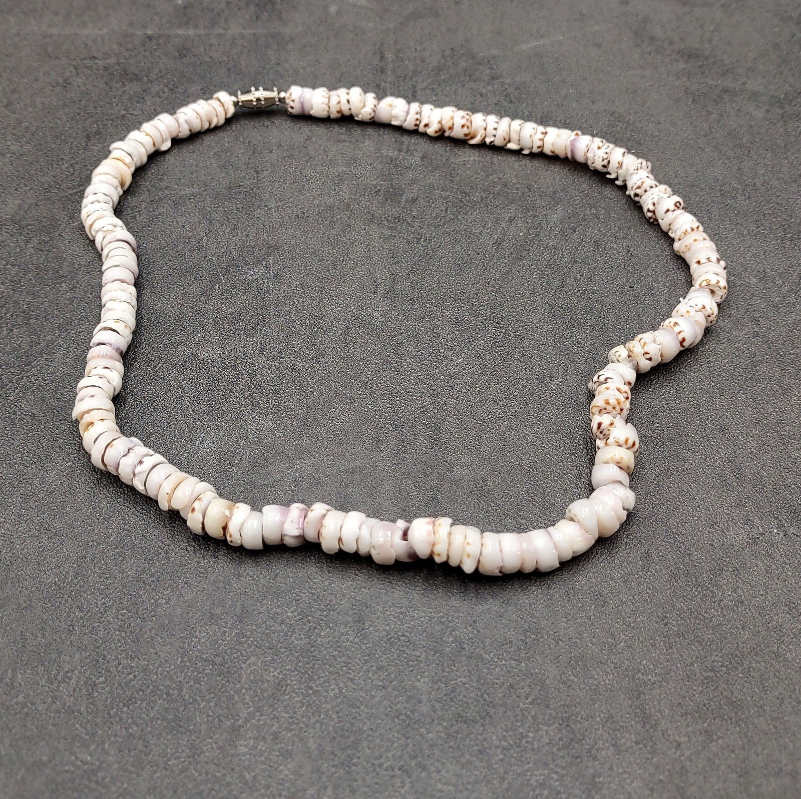 Tiger Puka Seashell Necklace (1 necklace approx. 16 inches x 5+ mm)