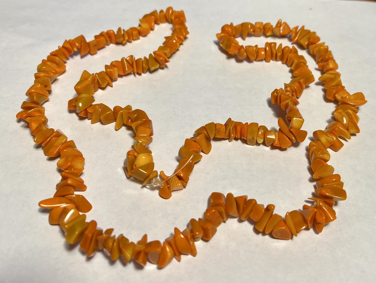 Natural dyed Orange Coral; 6mm to 11mm Polished Chip Nugget 36 Inch Strand