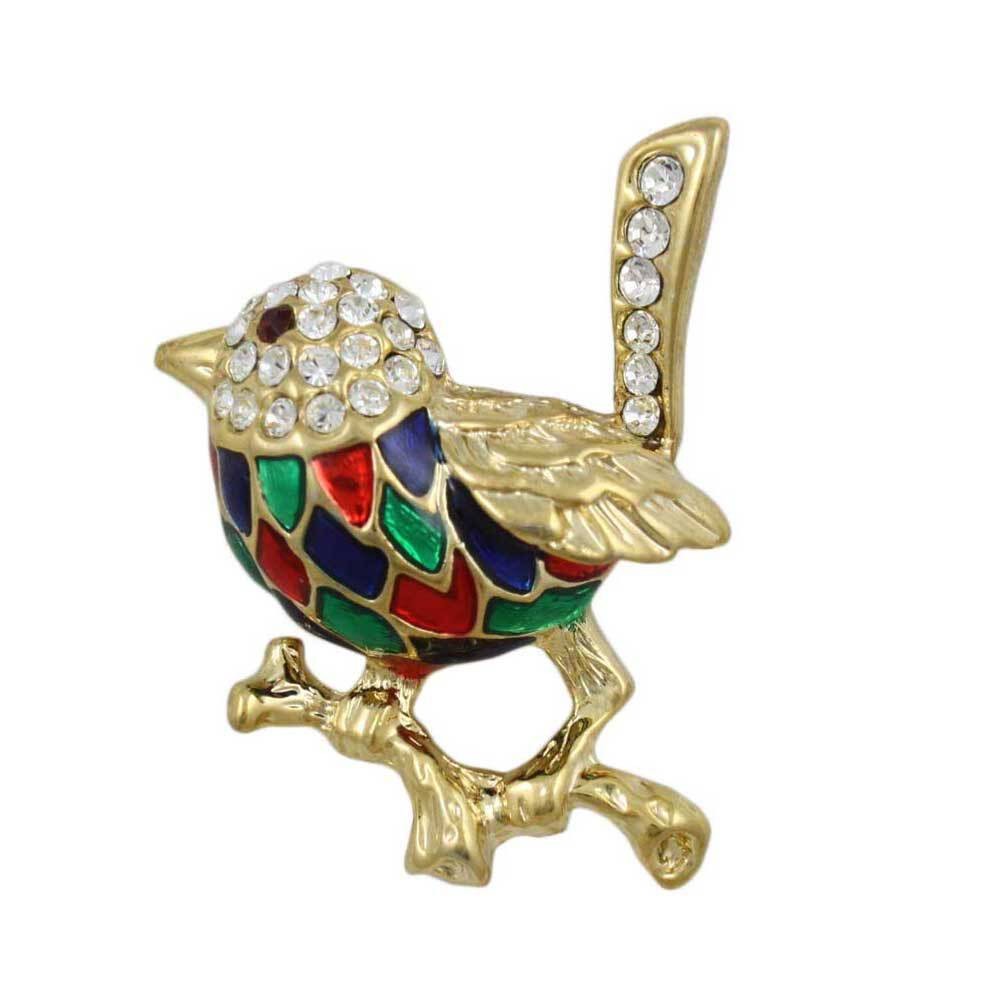 Colorful Enamel and Crystal Mockingbird Brooch Pin – PRB903