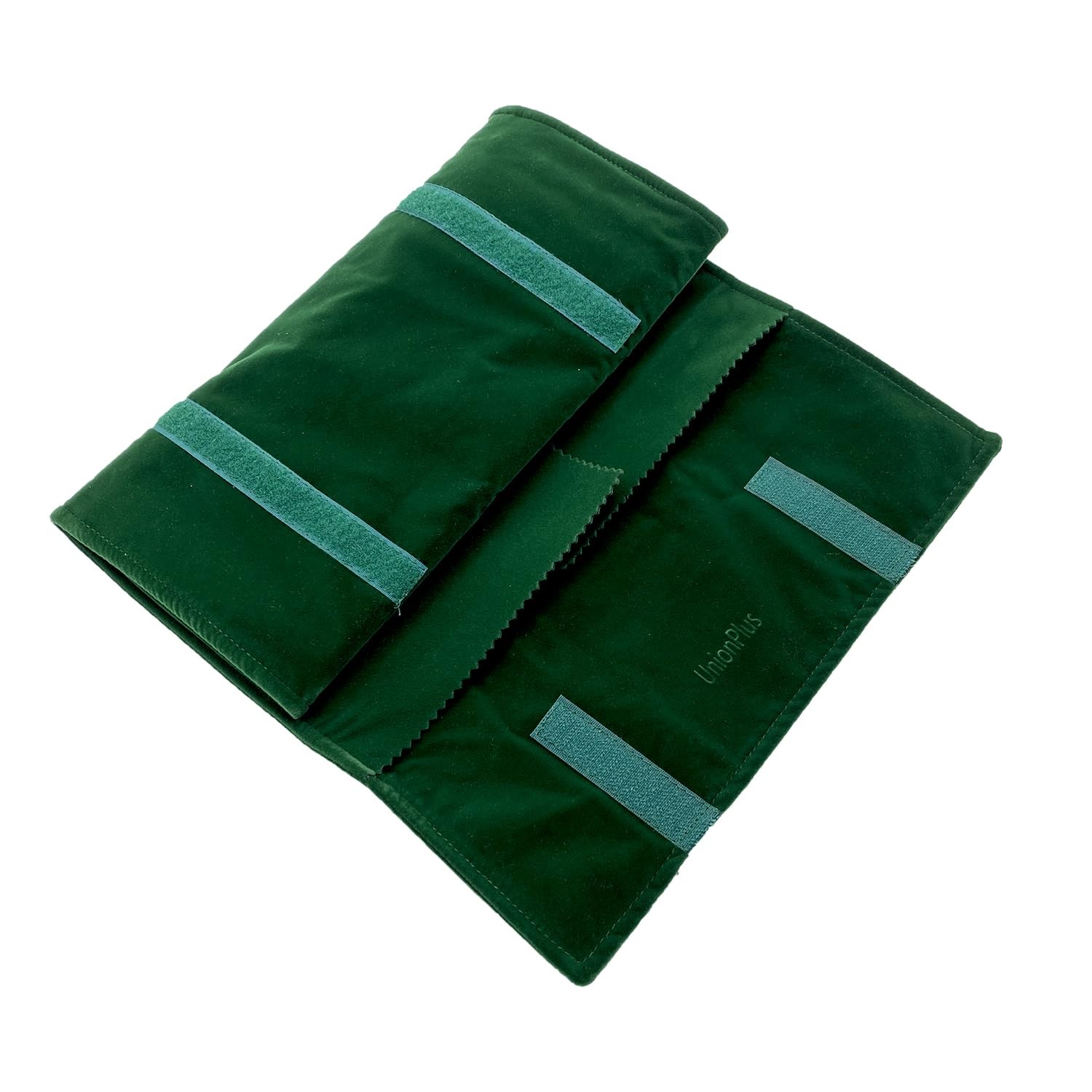 UnionPlus Velvet Travel Jewelry Roll Bag Organizer for Medium, Blackish Green