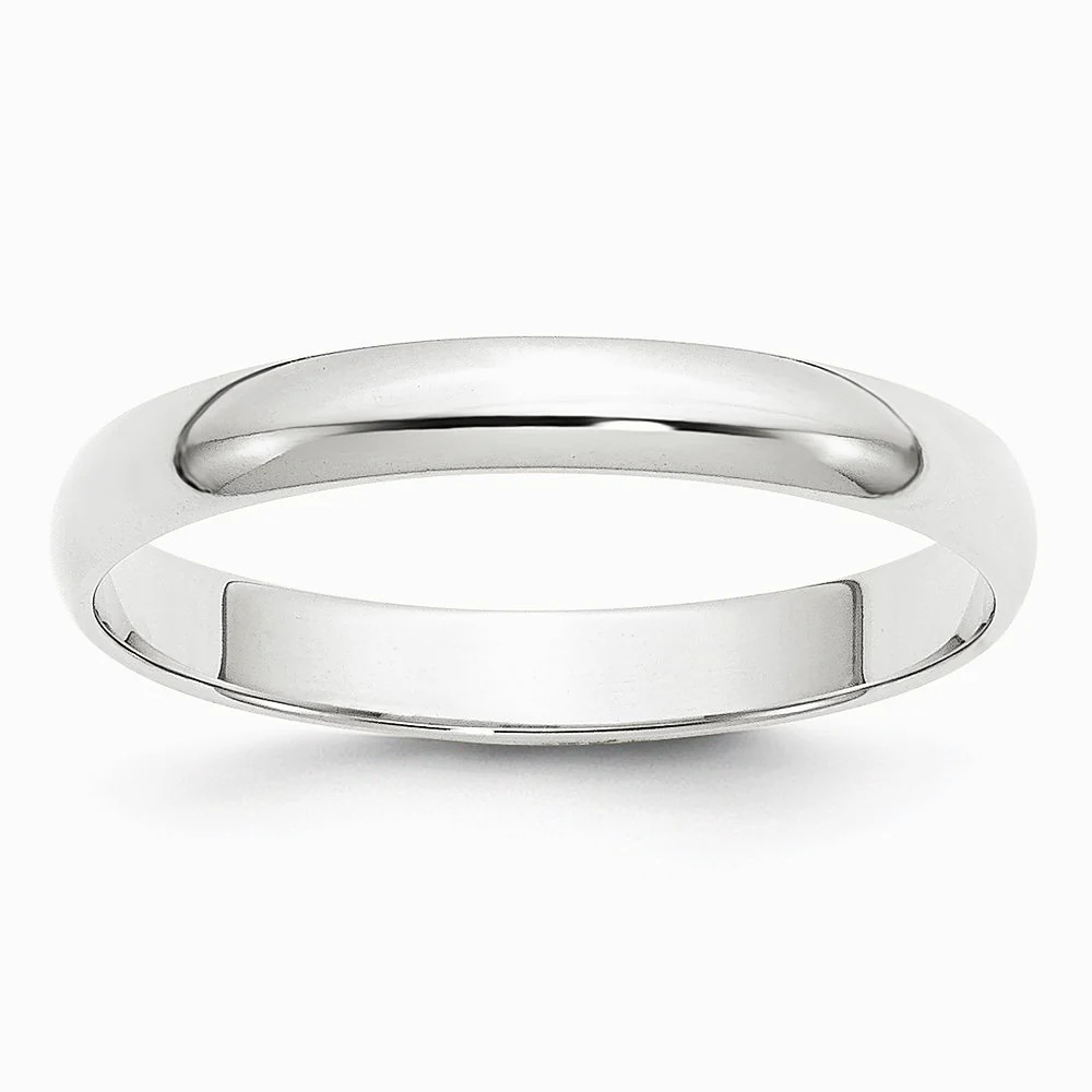 10K White Gold 10KW 3mm LTW Half Round Band Size 10