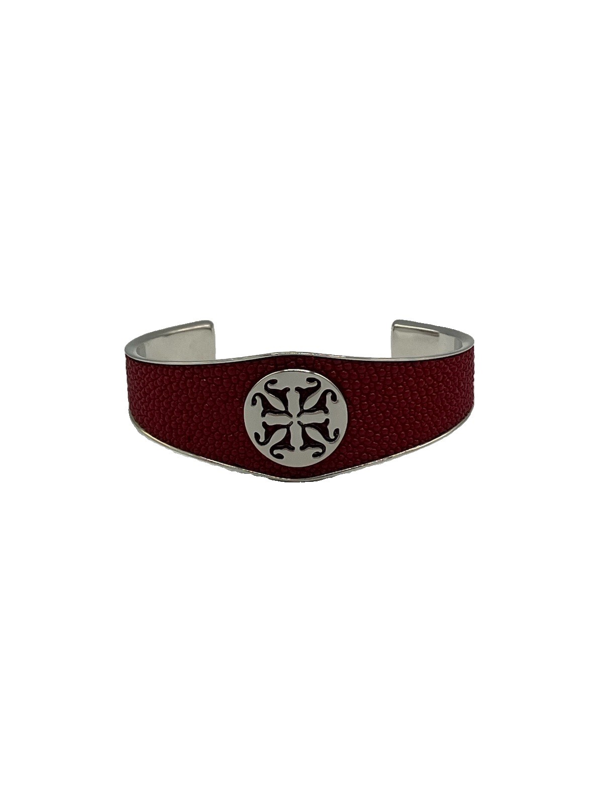 Rustic Cuff Red Stingray Leather Cuff Bracelet Silver Logo Americana Gift Box