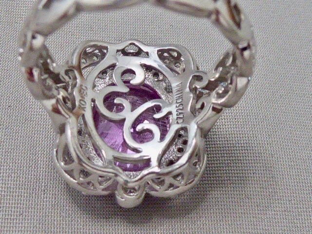 NEW QVC Diamonique Erica Courtney Size 8 Pink XO EC 925 Sterling Silver Ring