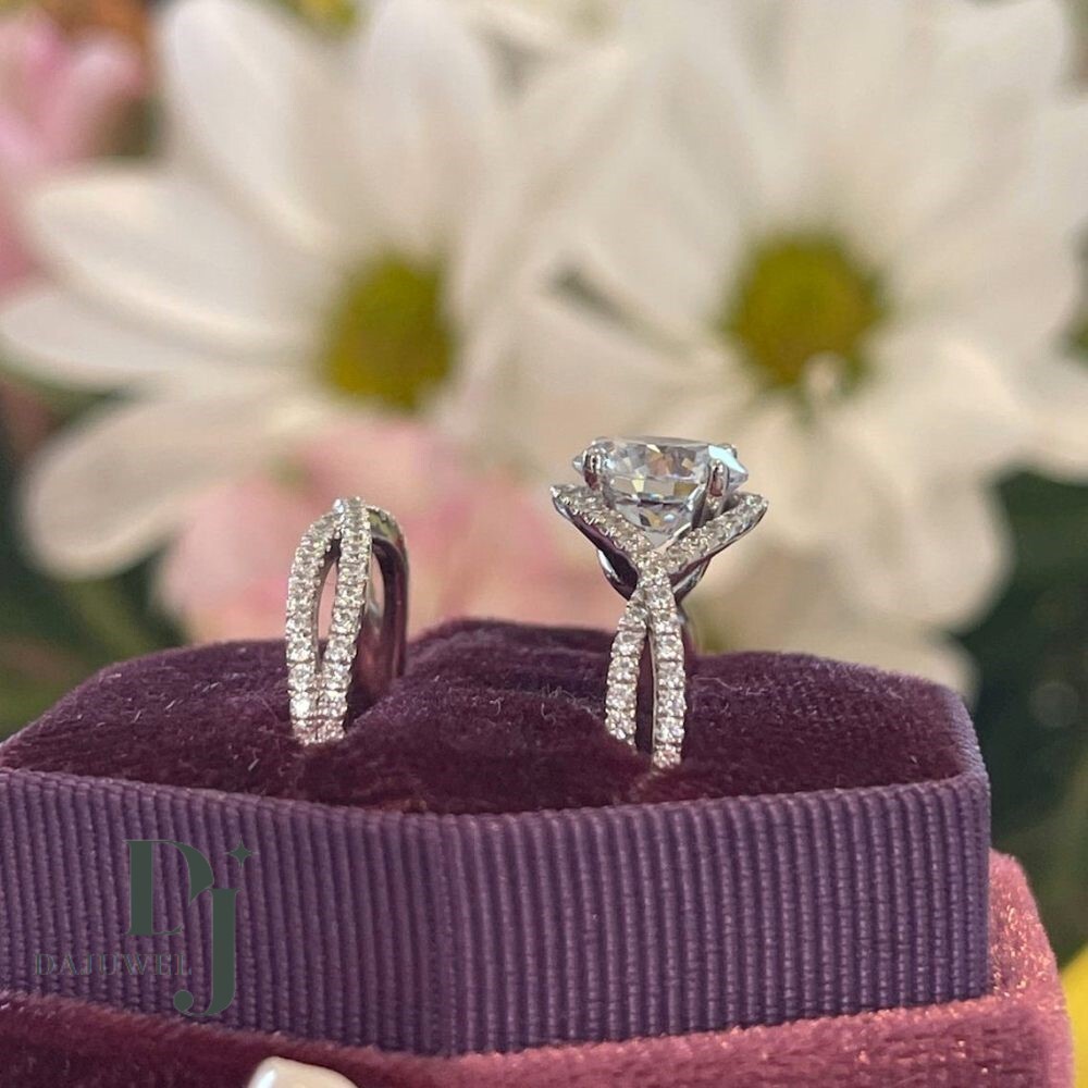3 CT Round Cut Moissanite Bridal Set Engagement Ring Solid 14K White Gold VVS1