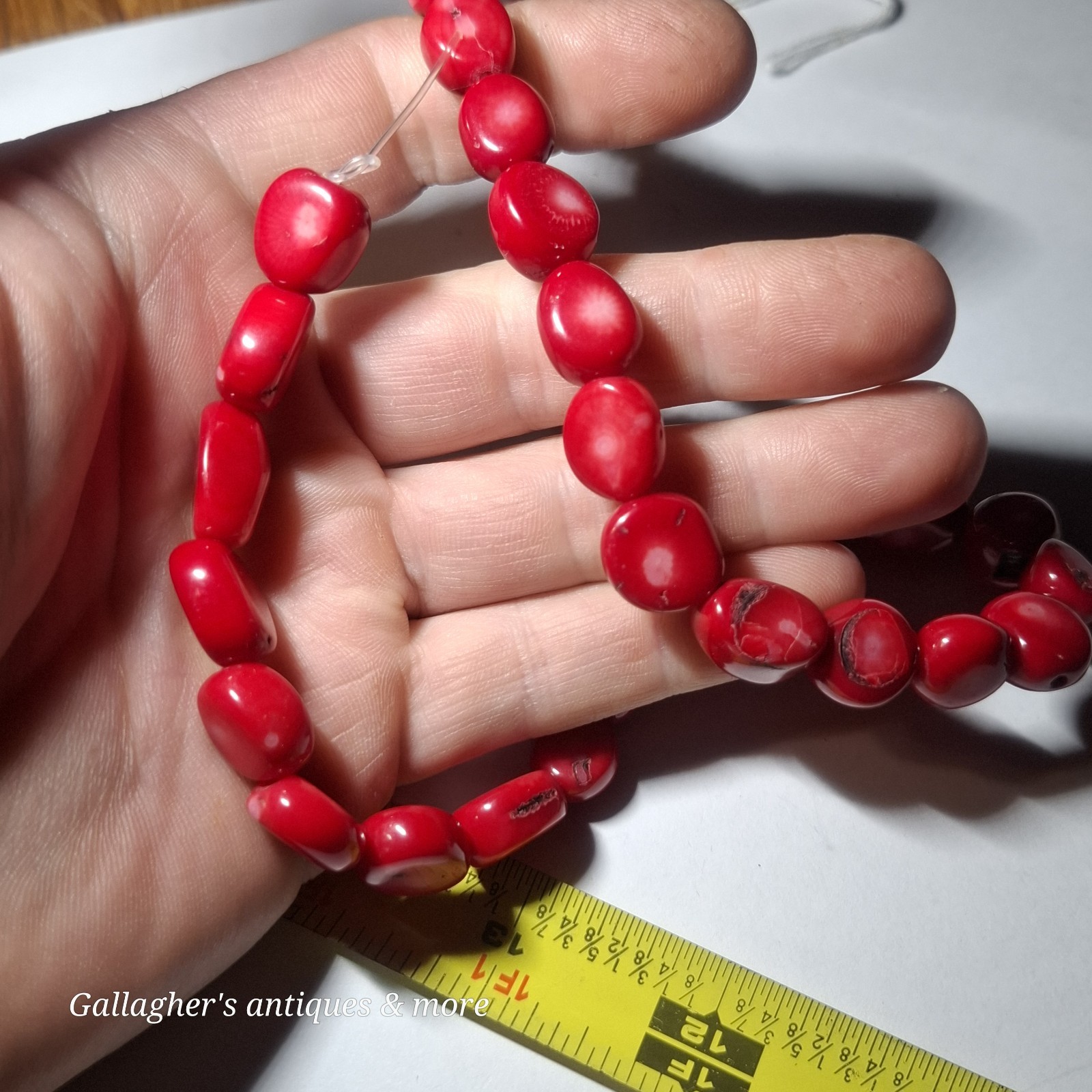 16 inch strand of Bamboo Coral Chuncks Cherry red Bamboo Coral beads Size varies