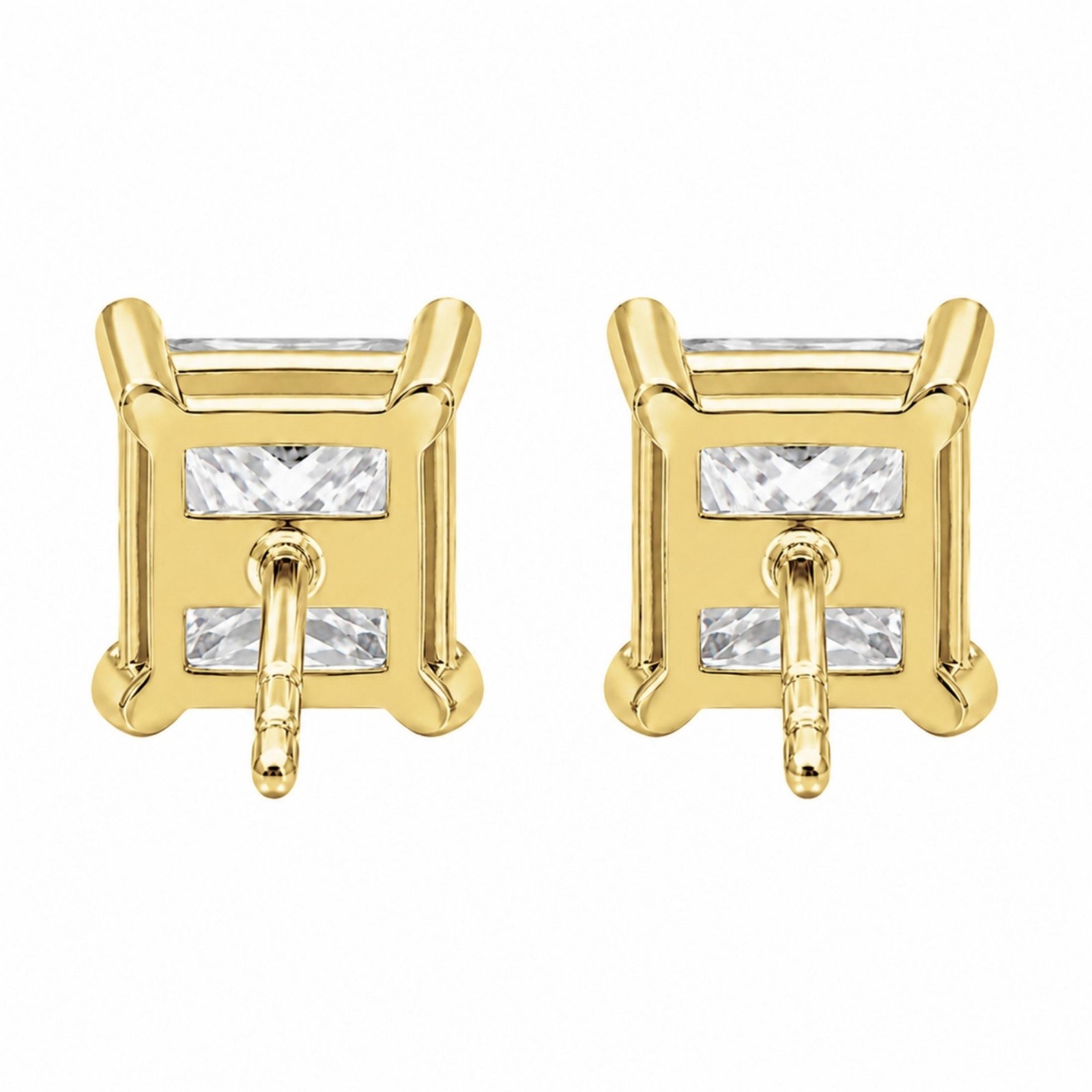 5.00ctw Princess Cut F/VS+ Lab Grown Diamond Solitaire Stud Earrings 14K Gold
