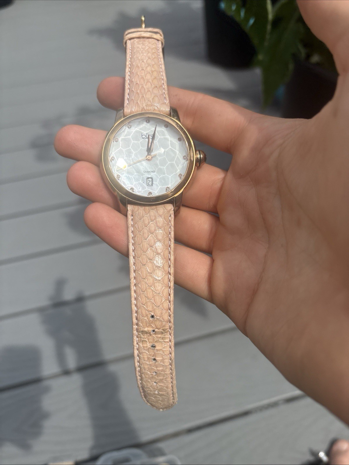 RUNNING Bürgi BUR014P Swiss Quartz Diamond Mother of Pearl & Genuine Snake Watch