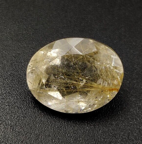 5.90Ct Natural Rutilated Quartz Faceted Cut Oval 13.3X10.4mm Loose Gemstone W162