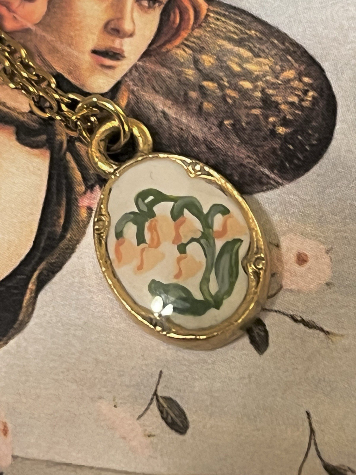 Locket Vintage Inspired Cameo Necklace Lot Hand Painted Regency Bridgerton