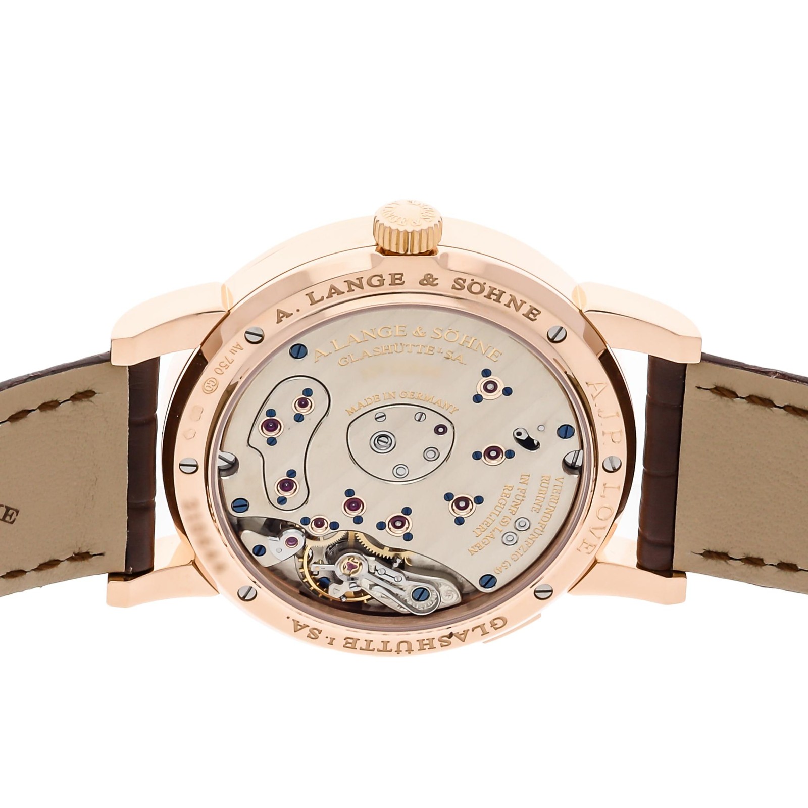 A. Lange & Sohne Lange 1 Moonphase Rose Gold Manual 38mm Strap Watch 109.032