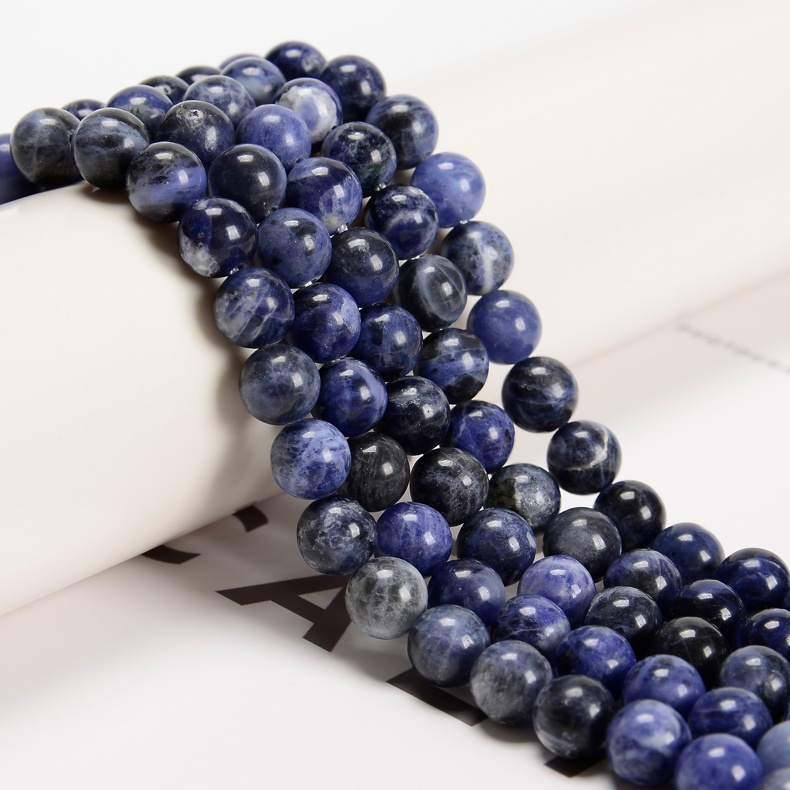 Sodalite Smooth Round Beads 4mm 6mm 8mm 10mm 12mm 14mm 16mm 18mm 15.5″ Strand