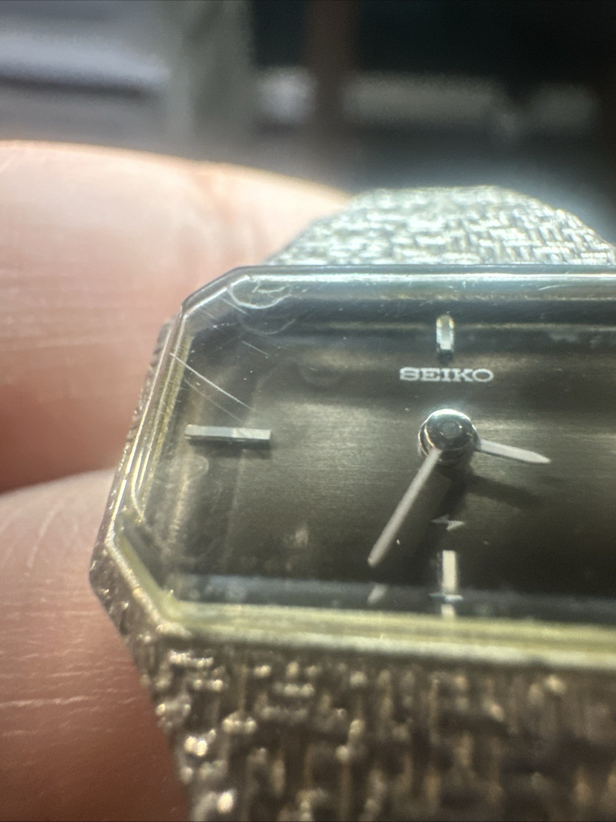 Working 1970s VTG Seiko Manual Wind Ladies Watch Silver/Black 21mm Fit 6in” Rare
