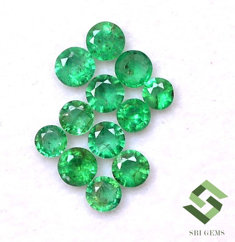 3 mm To 4 mm Natural Emerald Round Cut Lot 12 Pcs 2.12 CTS Untreated Loose Gems