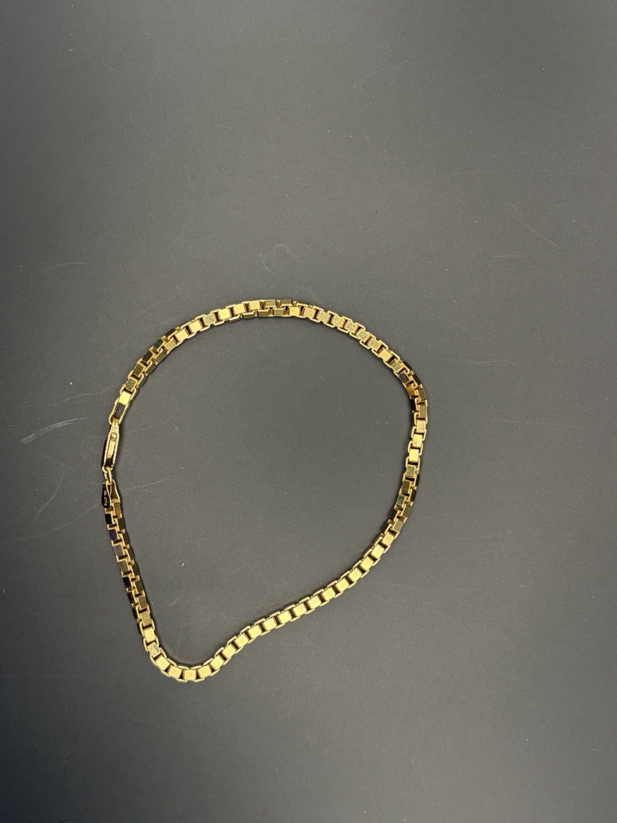 Gold in Color Box Chain Bracelet 925 Italy KA 1772 Venetian Link Lobster Clasp
