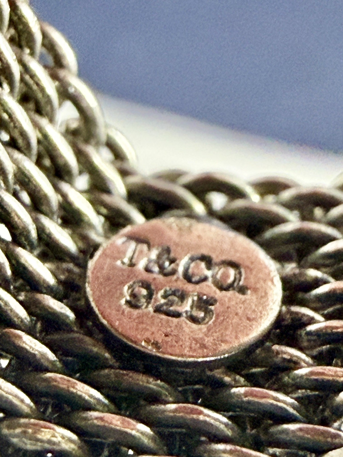 TIFFANY & CO. Sterling Silver Somerset Mesh 10mm Wide Band Ring; SIZE 5 w/ COA