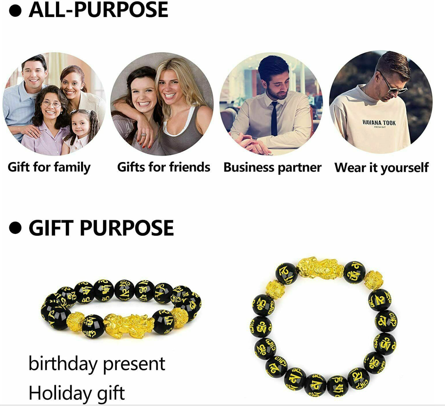 Feng Shui Black Obsidian Beads Bracelet Attract Wealth & Good Luck Bangle pixiu