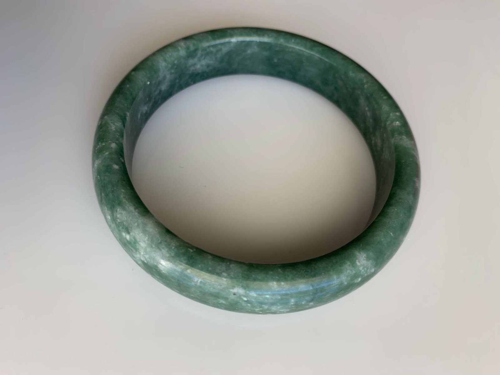 Beautiful Natural Real Chinese Green Jade Bangle Bracelet Emerald Green 61mm