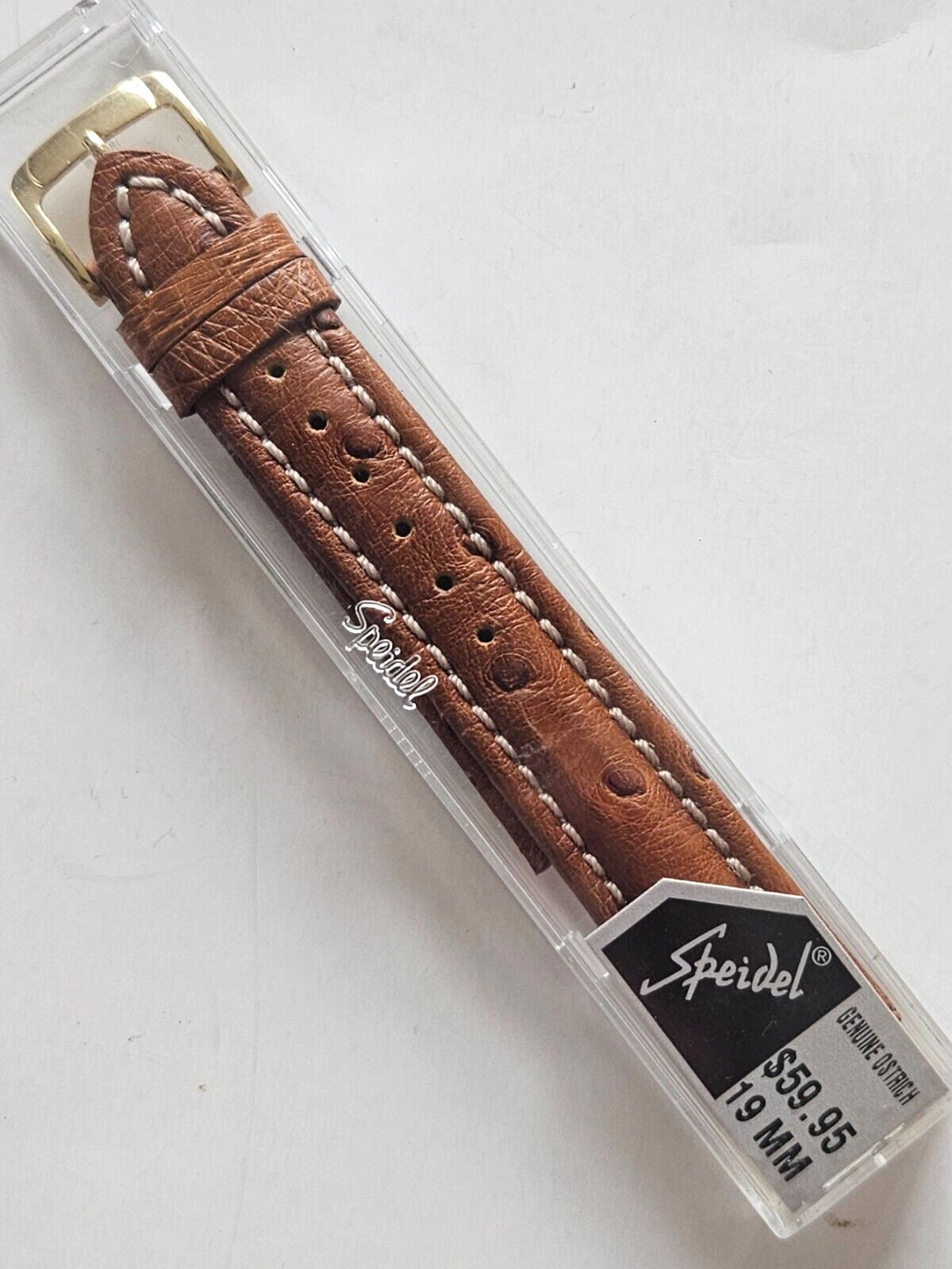 19mm – Speidel Honey Tan High Quality Genuine Ostrich Watch Band / Gold Buckle