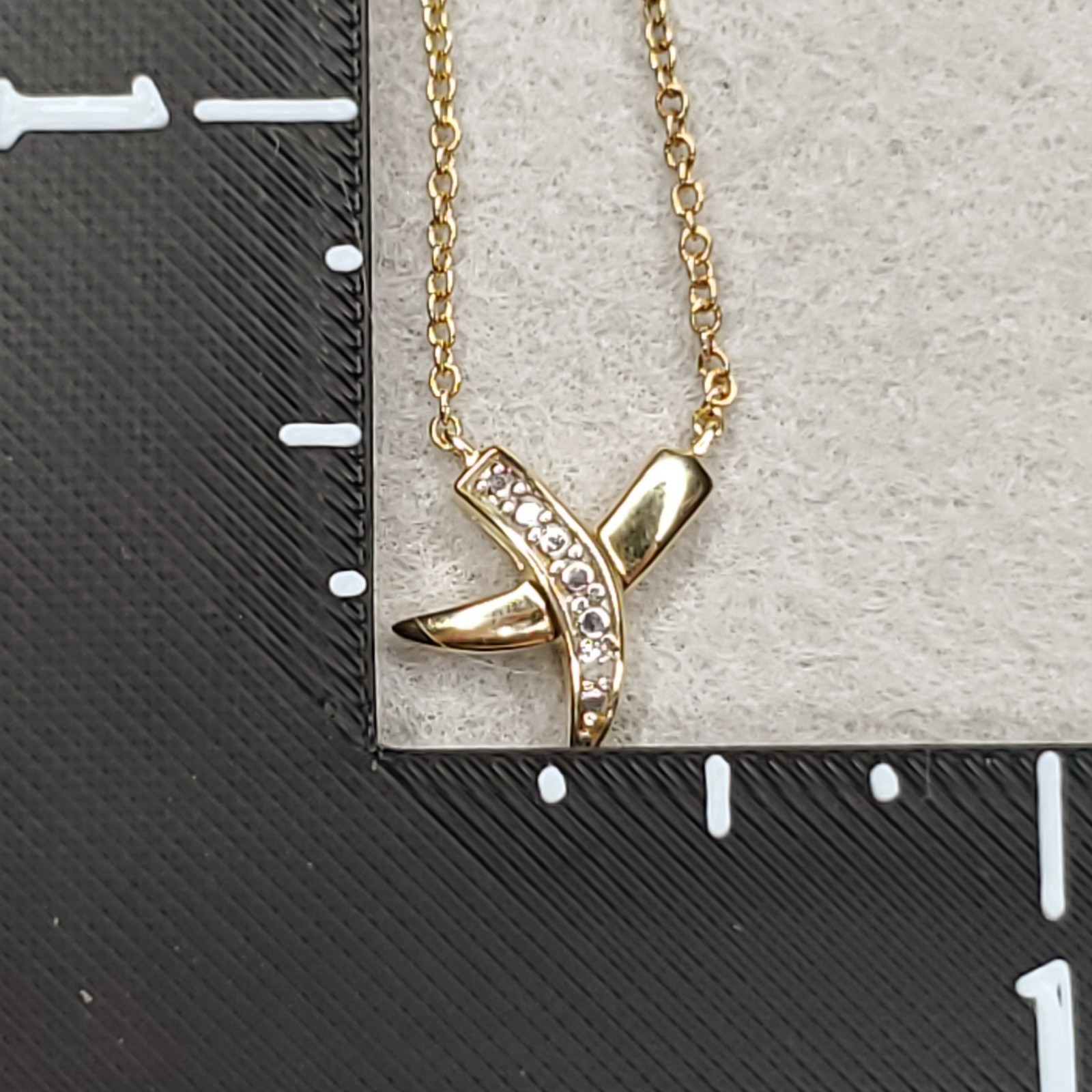 DBJ Sterling Silver X Kiss Necklace Dainty Victoria Townsend 18kt GP 18″