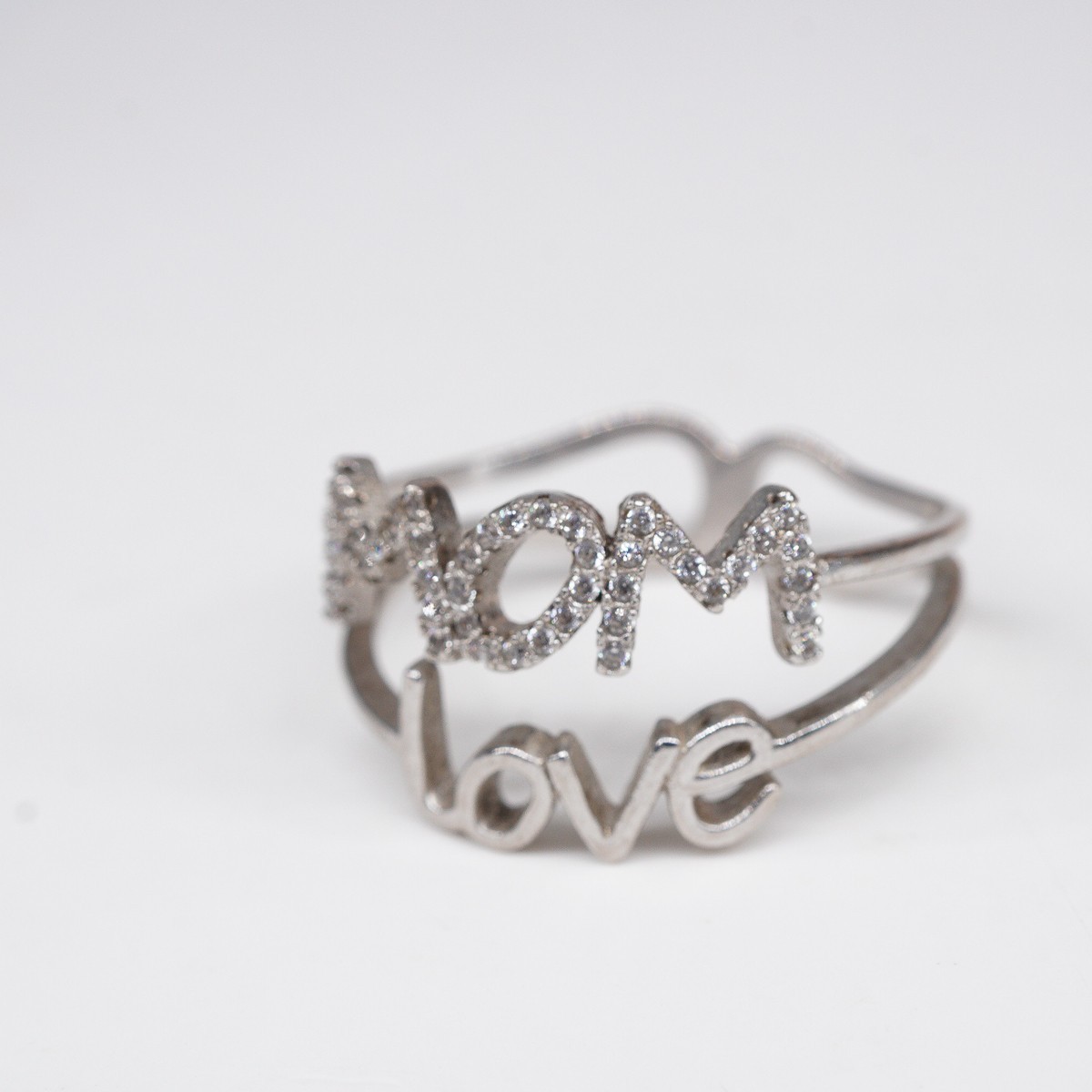 Mother’s Day Eternity Ring Sterling Silver 925 Love CZ Double Band SZ 10 | 3.29g