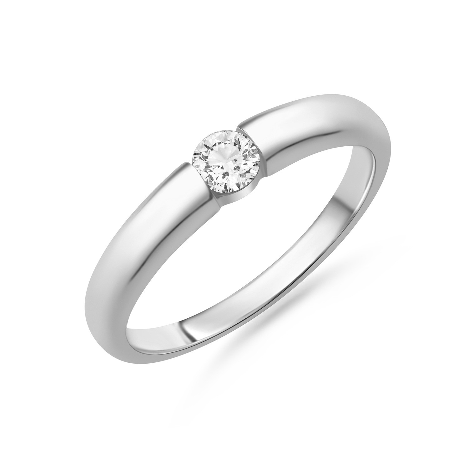 Lovebird Ladies Lab Grown Brilliant 0.20ct White Gold Ring 585 Sizes 54 56 58 60
