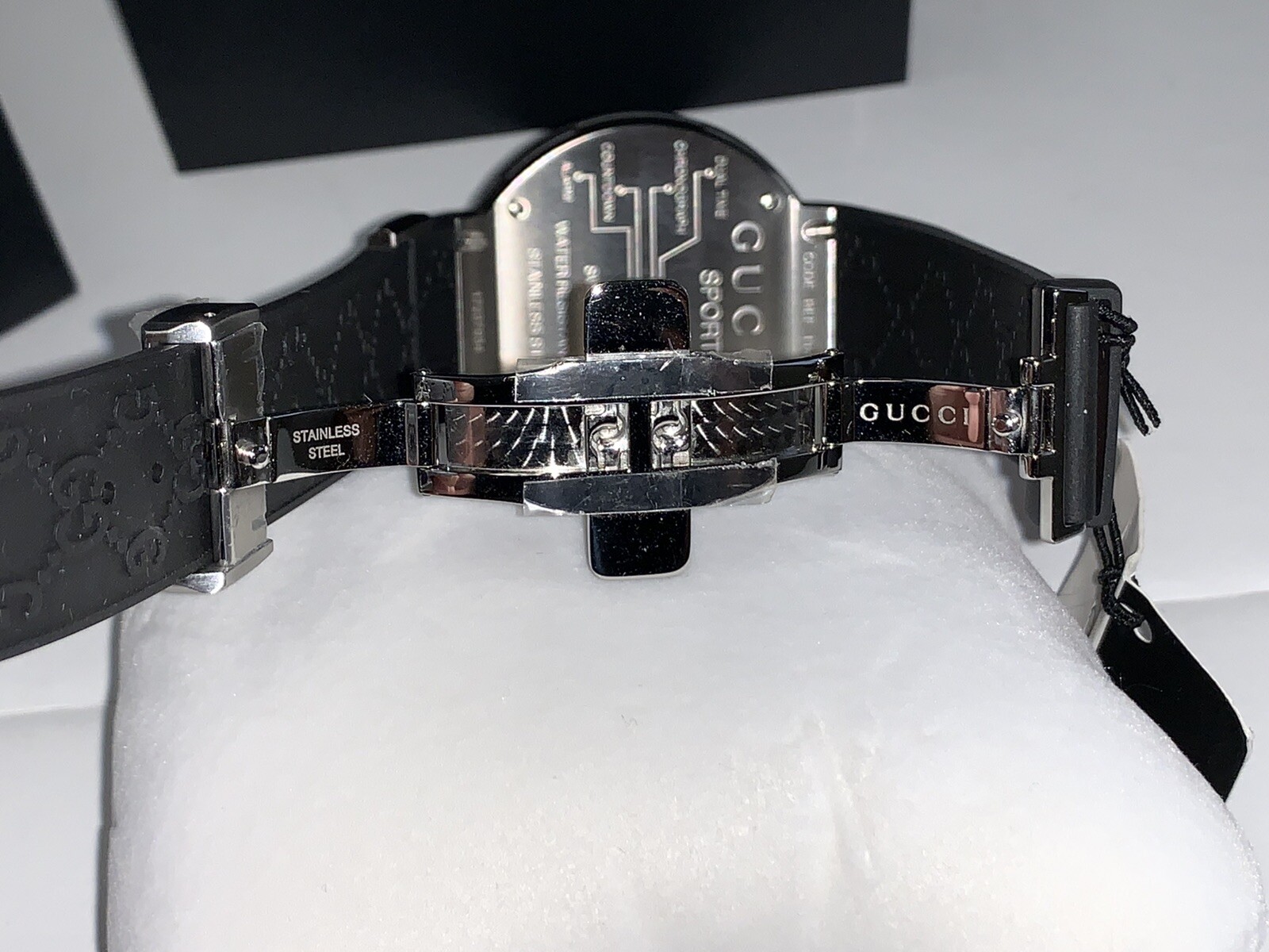 Authentic Gucci I-Gucci Digital Men Watch XXL Sport 49MM Orange Rubber YA114104