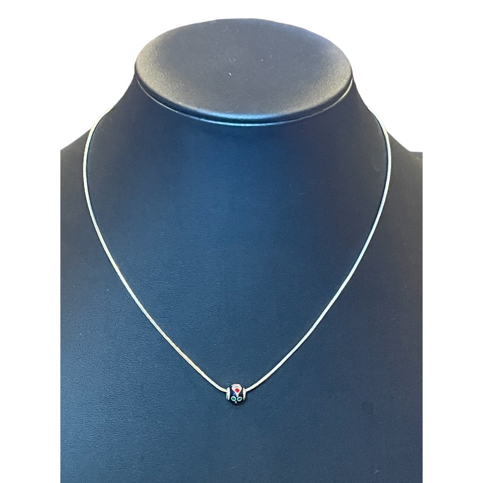 Vintage sterling silver cloisione Heart Design ball pendant and chain – Estate