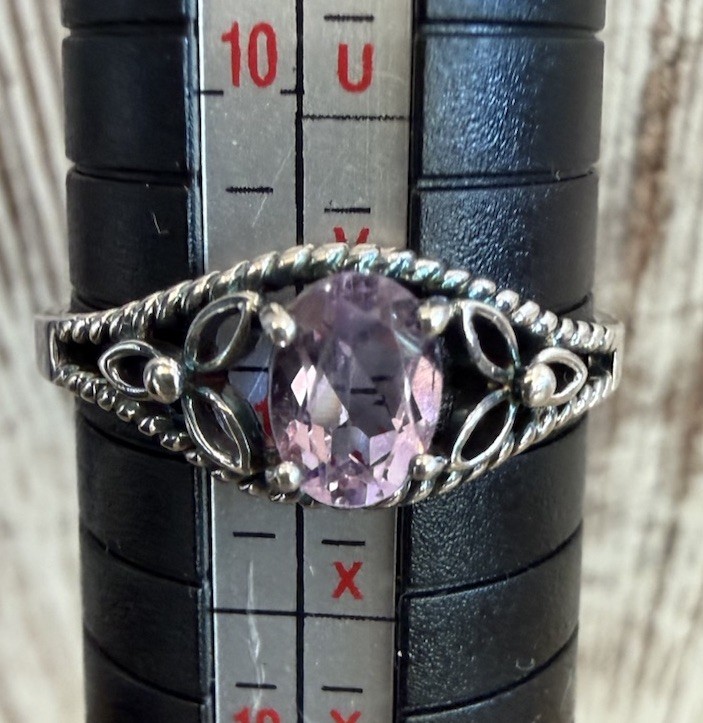 Avon 925 RJ Sterling Silver Amethyst Ring Size 11 Vintage