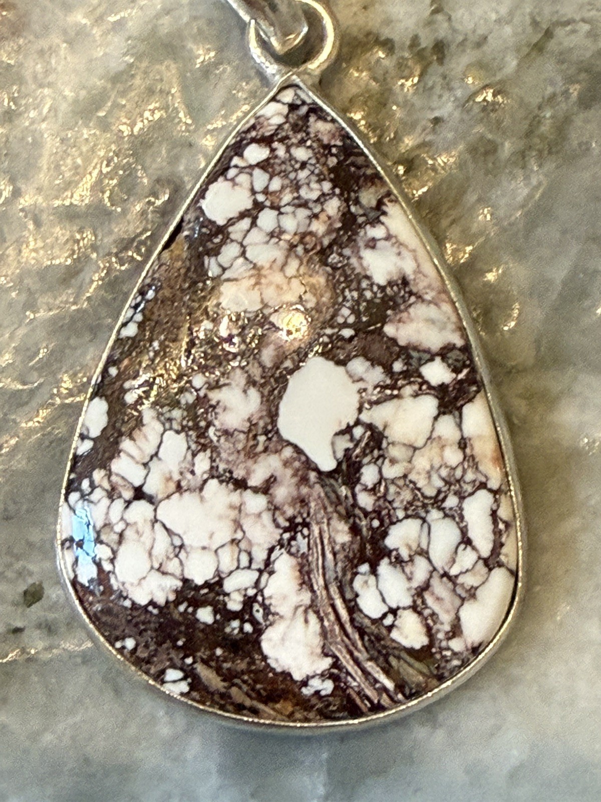 Southwest Sterling Silver WILD HORSE JASPER Turquoise Teardrop Pendant