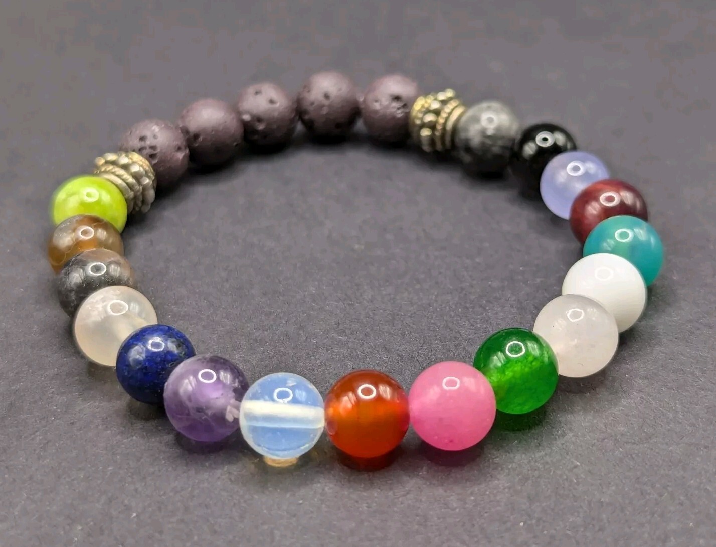 Mixed Gemstone 8mm Colorful Beaded Stretch Bracelet (16cm) Small Wrist