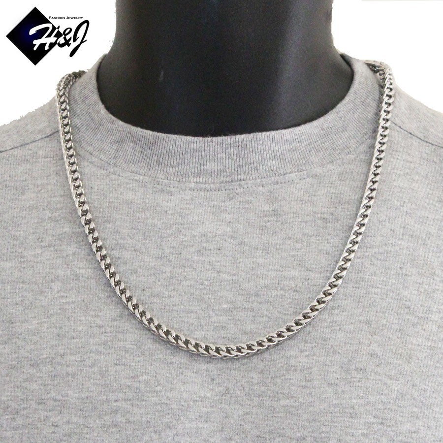 MEN’s Stainless Steel 6mm Silver Franco Box Cuban Curb Chain Necklace*24″30″36″