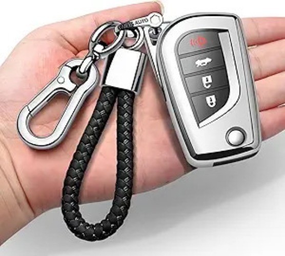 Compatible Key Fob Cover with Keychain Soft TPU 360 Degree Protection Key Silver