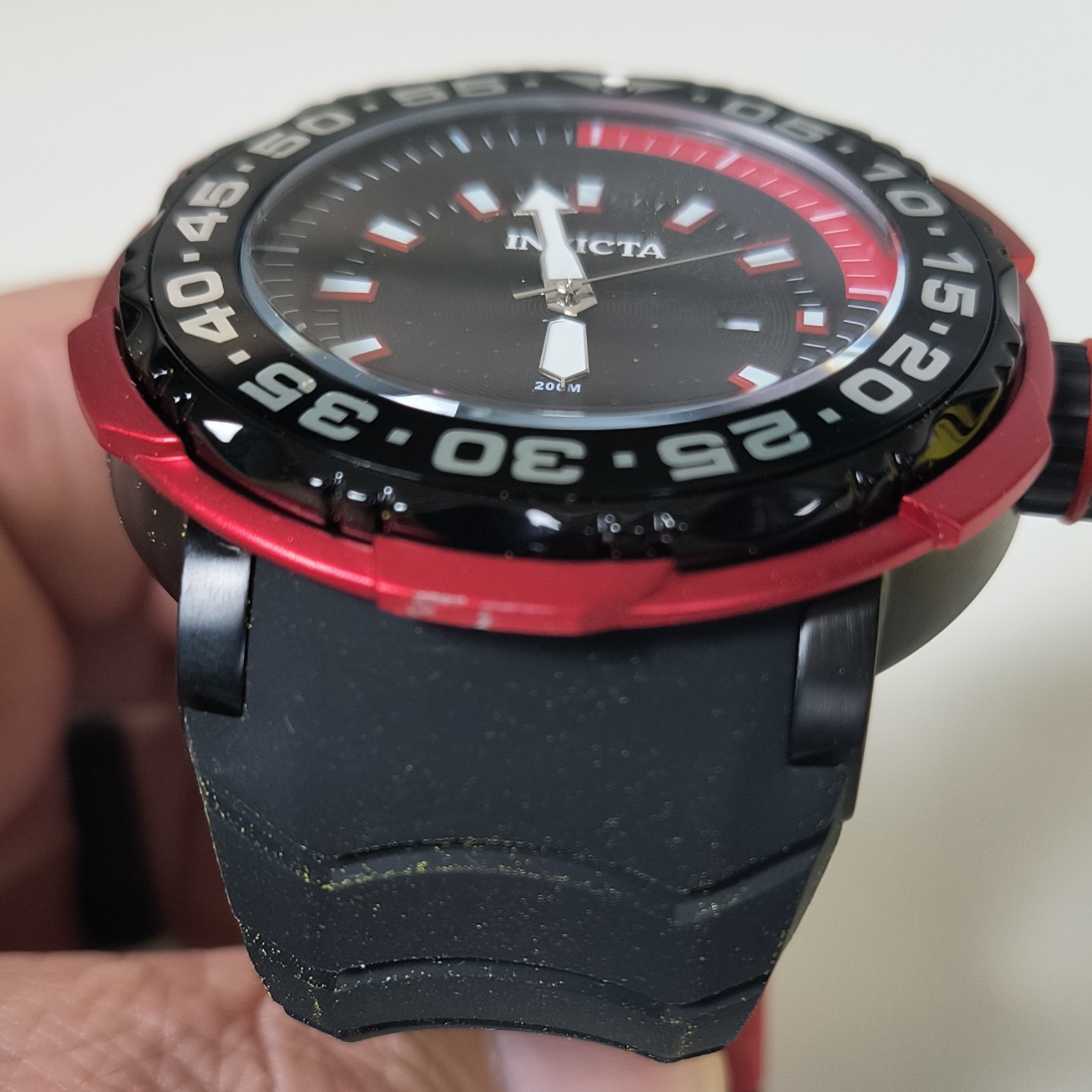 Invicta Pro Diver Chrononaut Black/Red Dial Rotating Bezel Silicone Strap 52mm